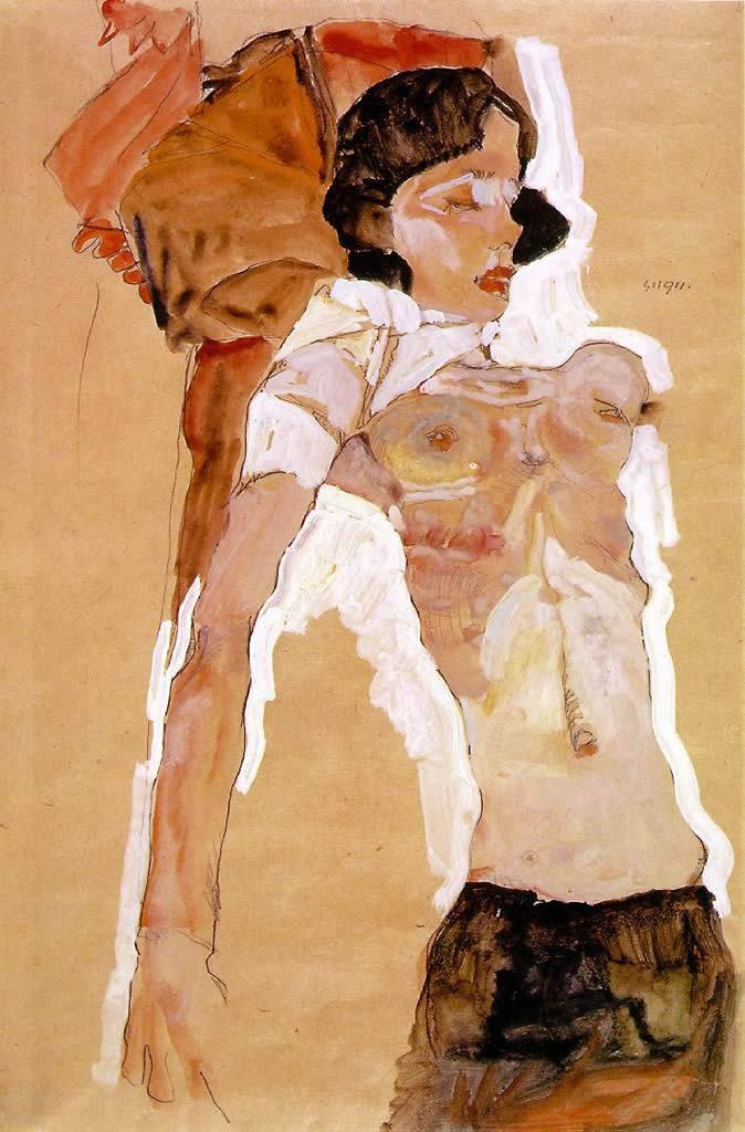 Egon Schiele Semi-nude Reclining
